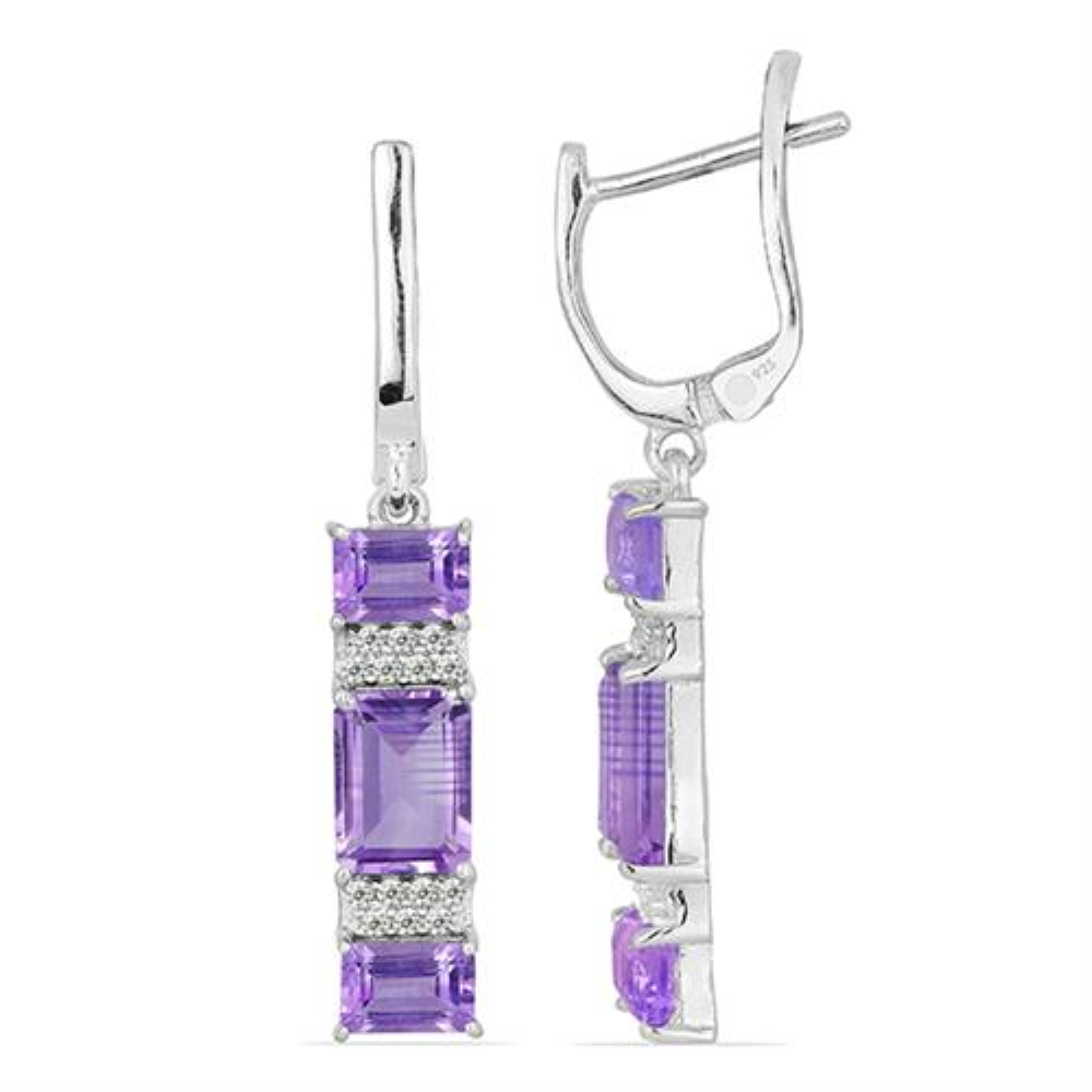BUY 925 SILVER BRAZILIAN AMETHYST GEMSTONE EARRINGS