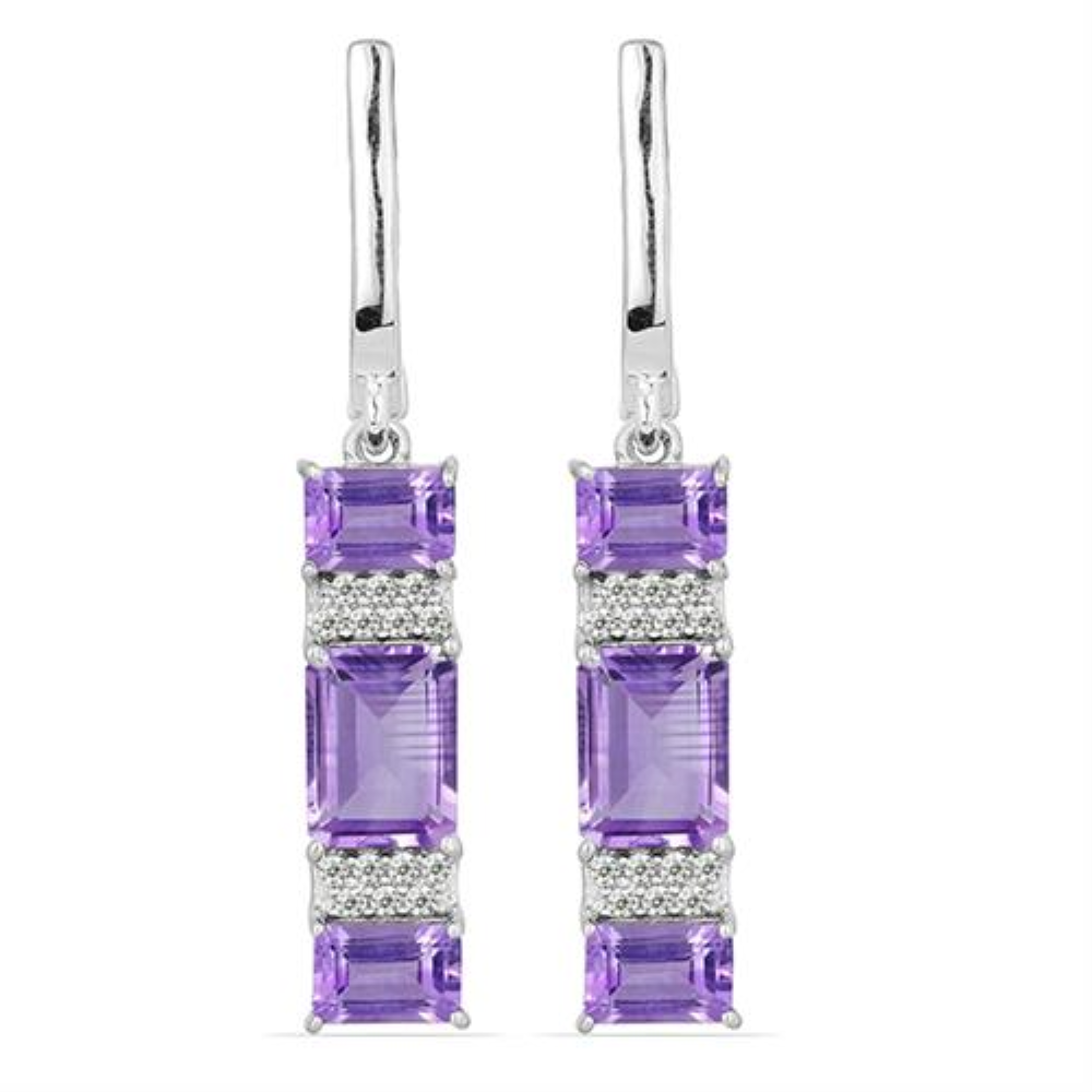 BUY 925 SILVER BRAZILIAN AMETHYST GEMSTONE EARRINGS