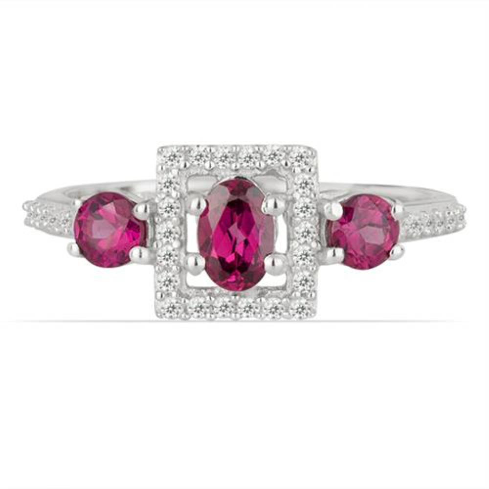 BUY 925 STERLING SILVER NATURAL RHODOLITE GEMSTONE RING