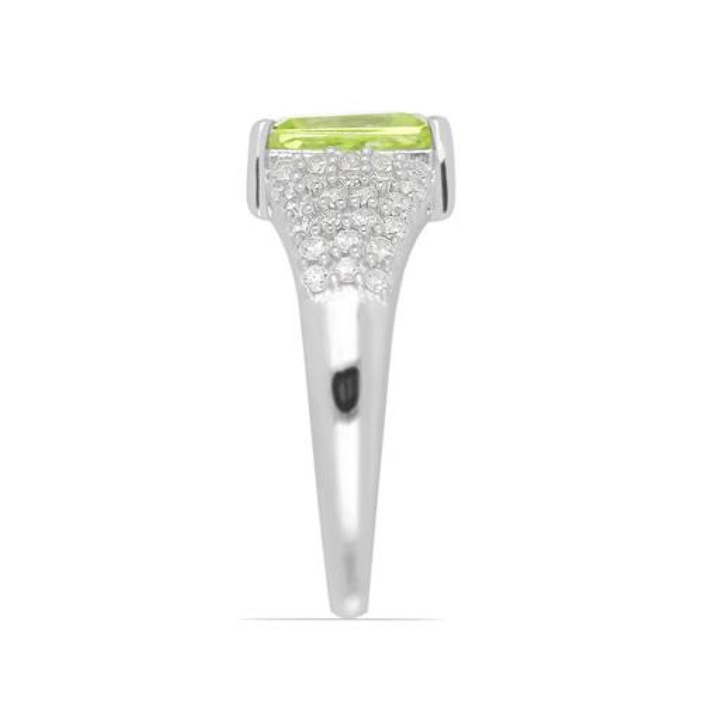 BUY NATURAL PERIDOT GEMSTONE CLASSIC RING IN STERLING SILVER