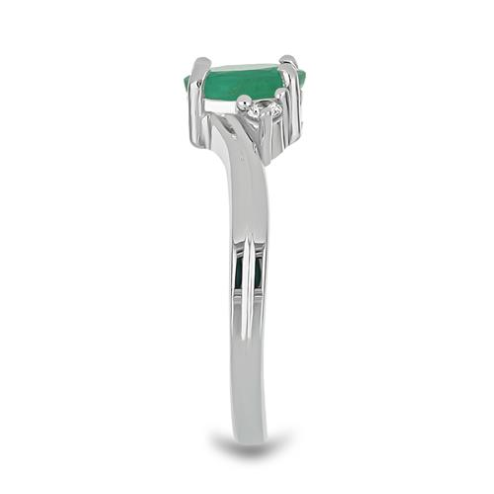 BUY 925 STERLING SILVER NATURAL EMERALD WITH WHITE ZIRCON GEMSTONE CLASSIC RING