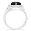 BUY NATURAL BLACK ONYX  GEMSTONE HALO  RING IN STERLING SILVER