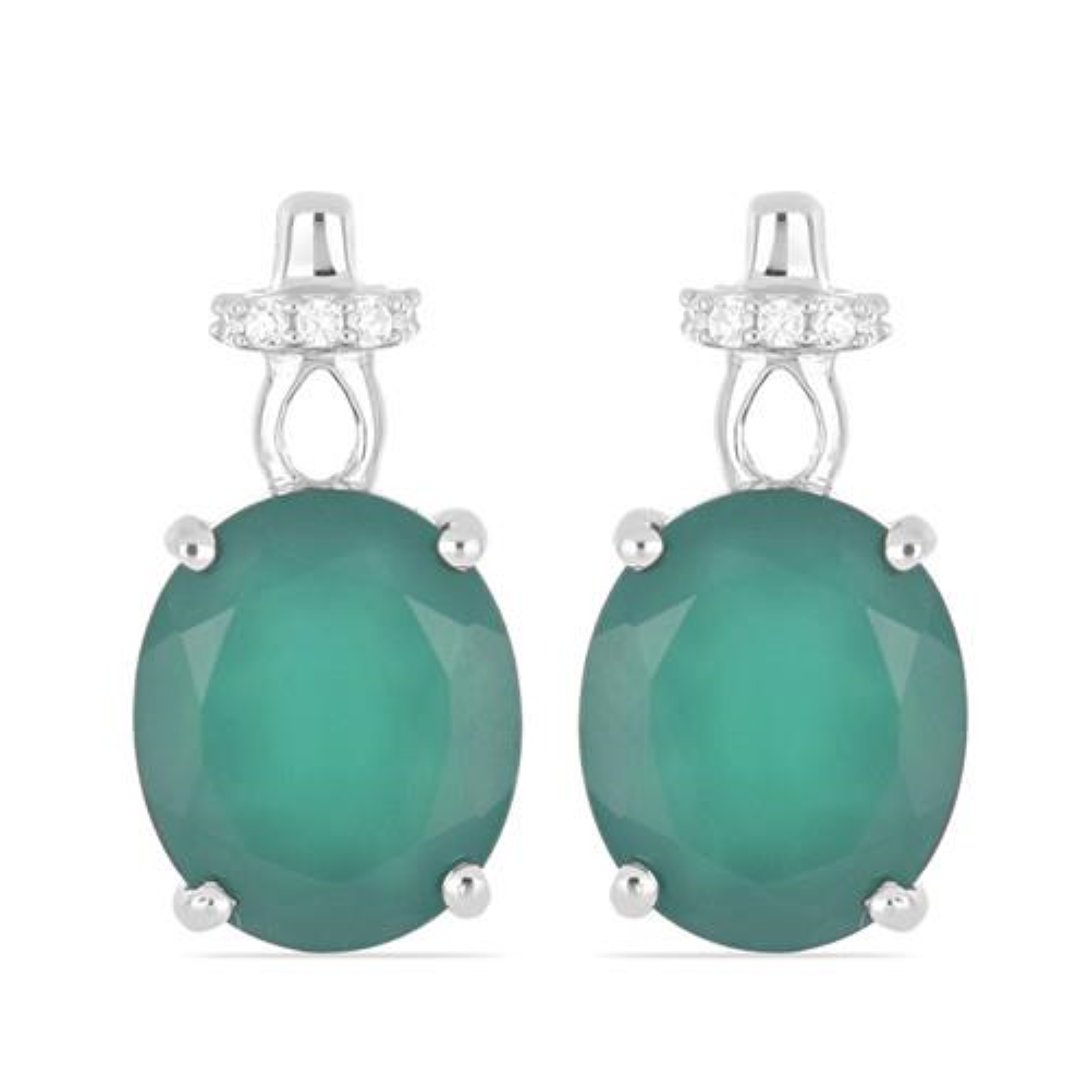BUY 925 SILVER SYNTHETIC ALEXANDRITE GEMSTONE BIG STONE  EARRINGS