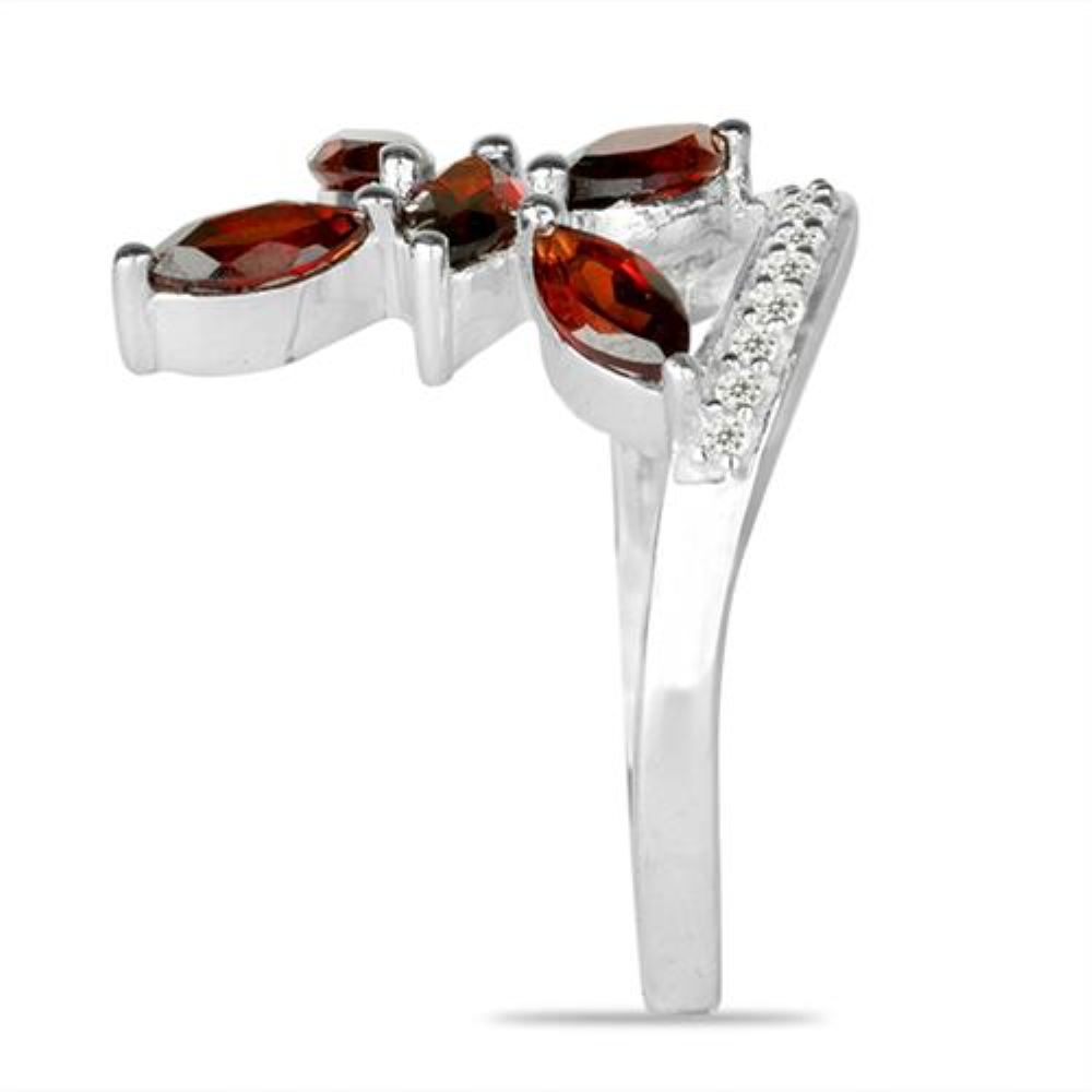 BUY 925 STERLING SILVER NATURAL GARNET GEMSTONE FLOWER  RING