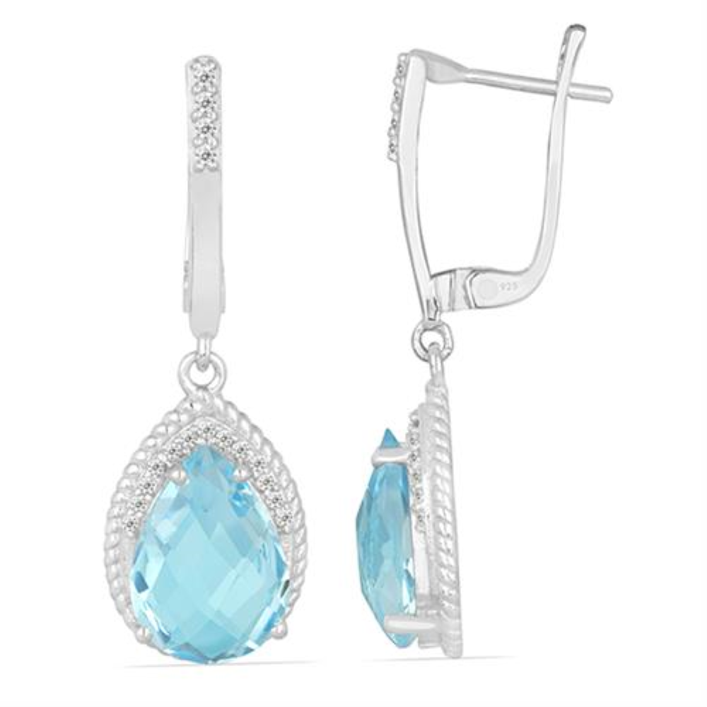 BUY BRAZILIAN AMETHYST GEMSTONE BIG STONE EARRINGS IN STERLING SILVER