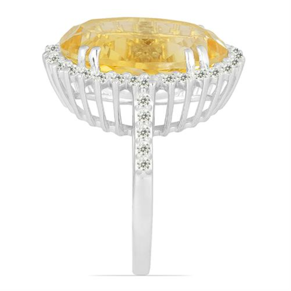 BUY REAL CITRINE GEMSTONE BIG STONE RING IN STERLING SILVER