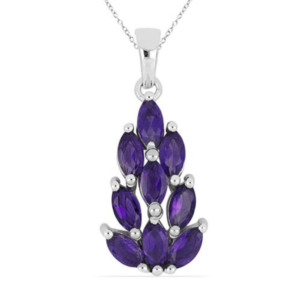 BUY STERLING SILVER NATURAL MULTI TOURMULINE STONE LEAF PENDANT