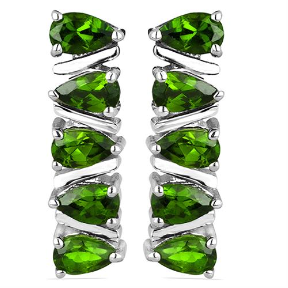 BUY NATURAL CHROME DIOPSITE MULTI GEMSTONE EARRINGS IN 925 SILVER