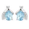 STERLING SILVER NATURAL LONDON BLUE TOPAZ GEMSTONE CLASSIC  EARRINGS
