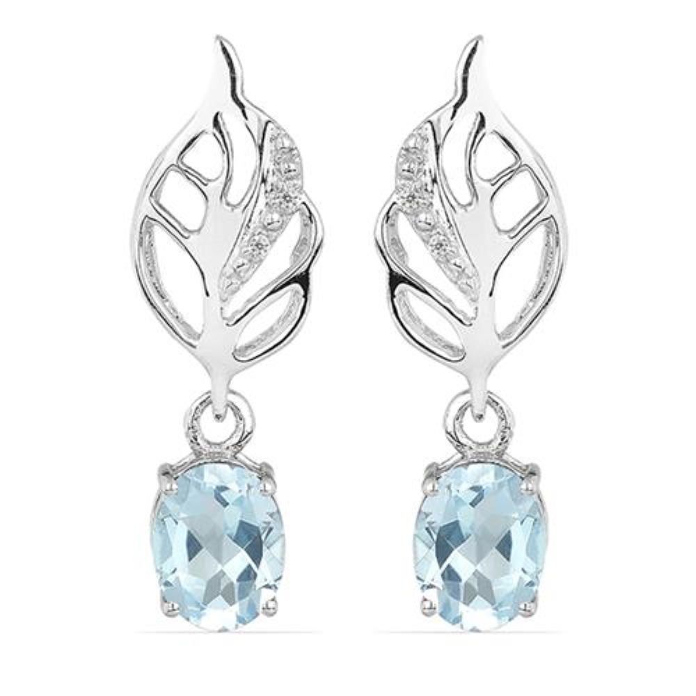 BUY AFRICAN AMETHYST GEMSTONE LEAF EARRINGS IN 925 SILVER