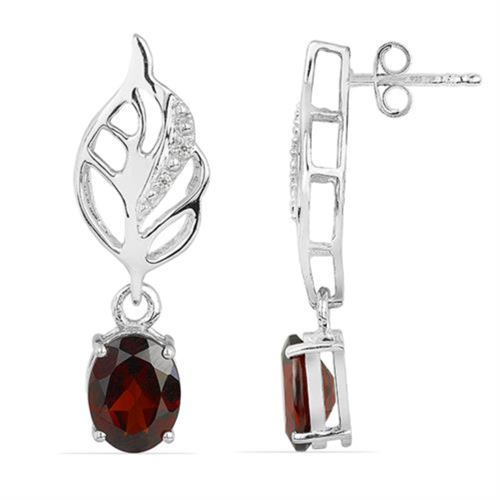 BUY AFRICAN AMETHYST GEMSTONE LEAF EARRINGS IN 925 SILVER
