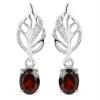 AFRICAN AMETHYST GEMSTONE LEAF EARRINGS IN 925 STERLING SILVER - MANUFACTURERS IN THE USA