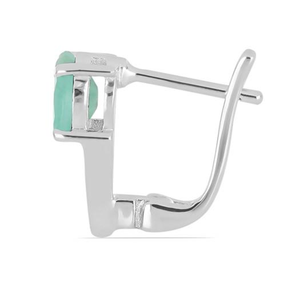 BUY REAL EMERALD GEMSTONE EARRINGS IN STERLING SILVER