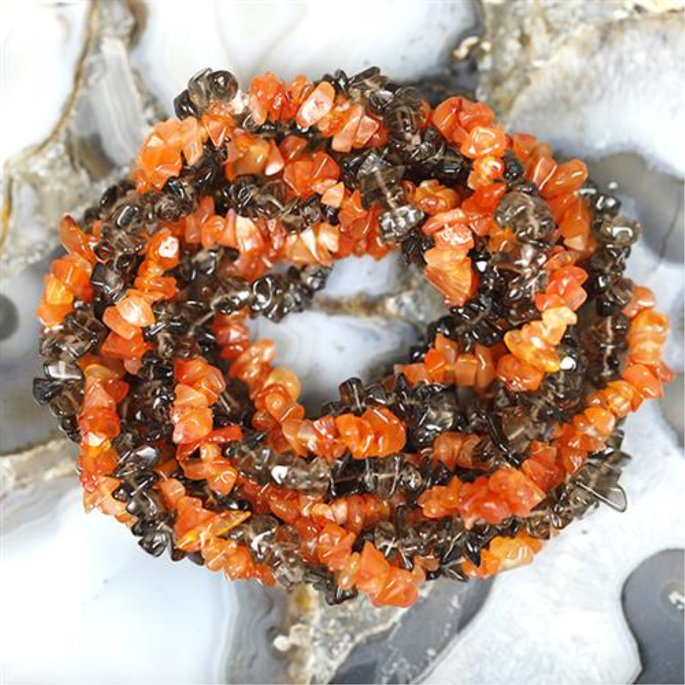 BUY STERLING SILVER NATURAL CARNELIAN AND SMOKY GEMSTONE NUGGETS  NECKLACE