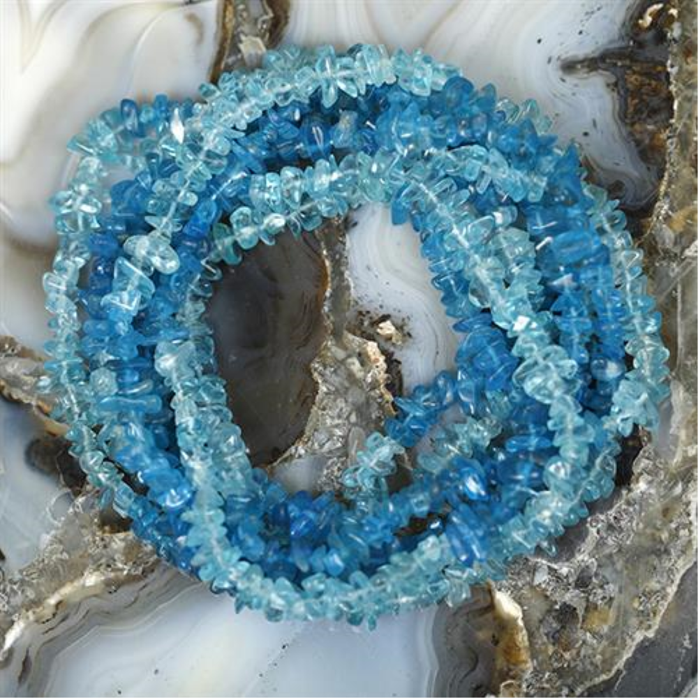 BUY 925 SILVER NATURAL NEON AND SKY APATITE GEMSTONE NUGGETS NECKLACE