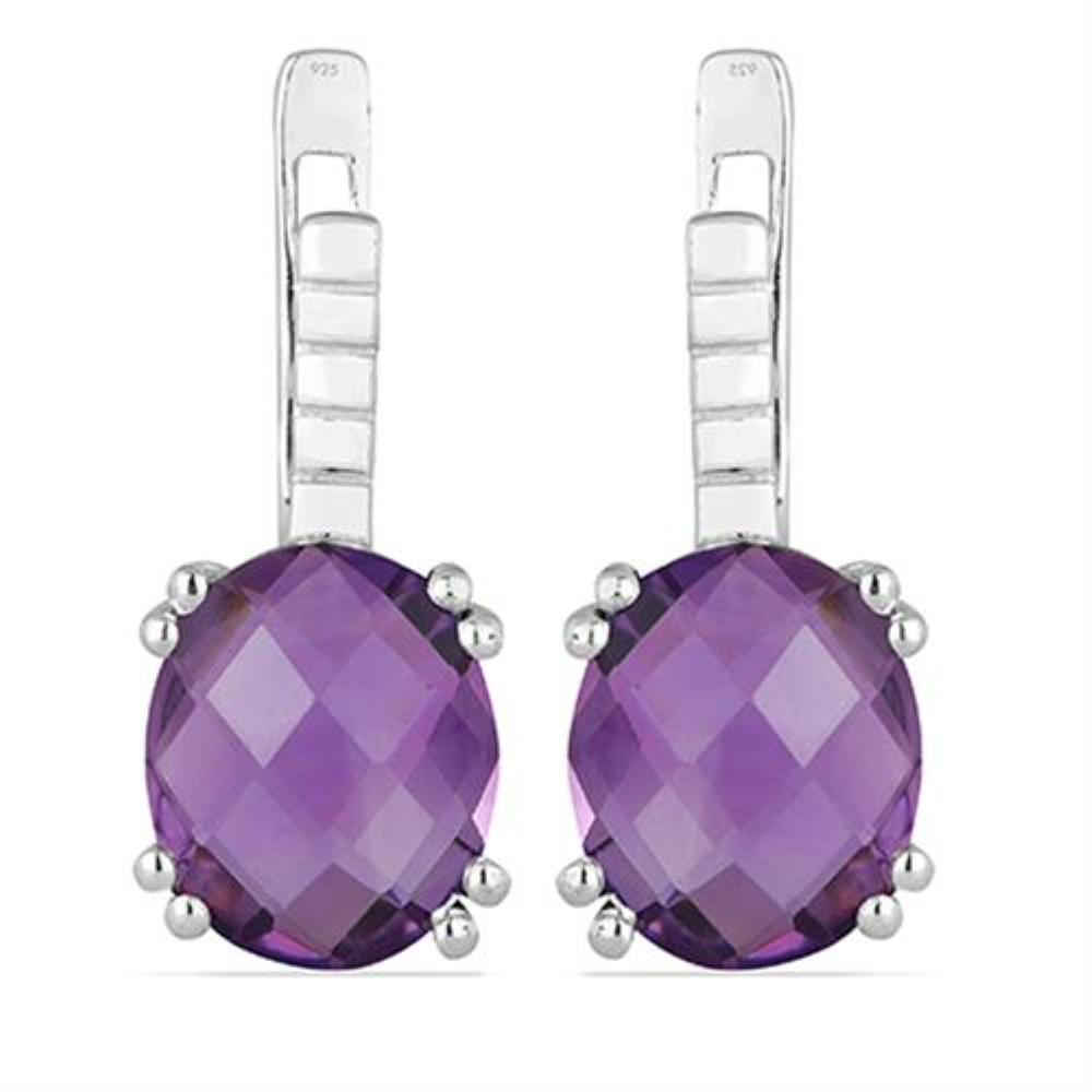 BUY STERLING SILVER NATURAL SMOKY GEMSTONE EARRINGS