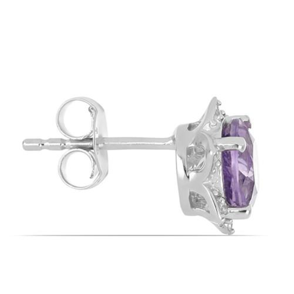 BUY STERLING SILVER BRAZILIAN AMETHYST GEMSTONE BIG STONE EARRINGS