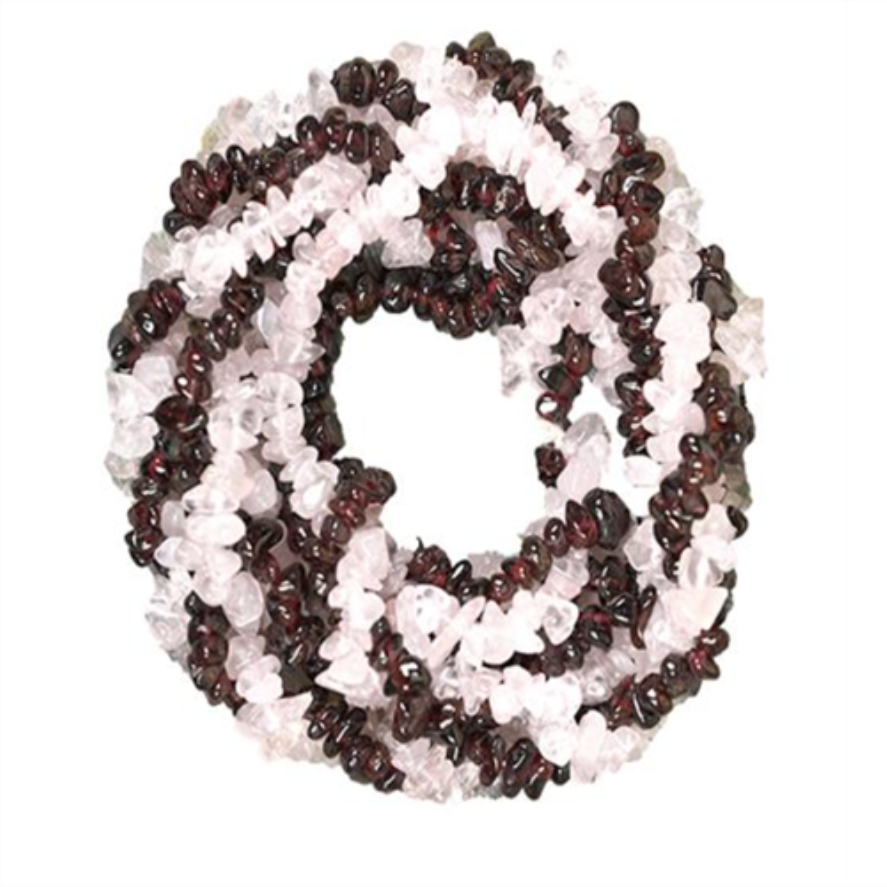 BUY STERLING SILVER NATURAL GARNET AND ROSE QUARTZ GEMSTONE NUGGETS  NECKLACE