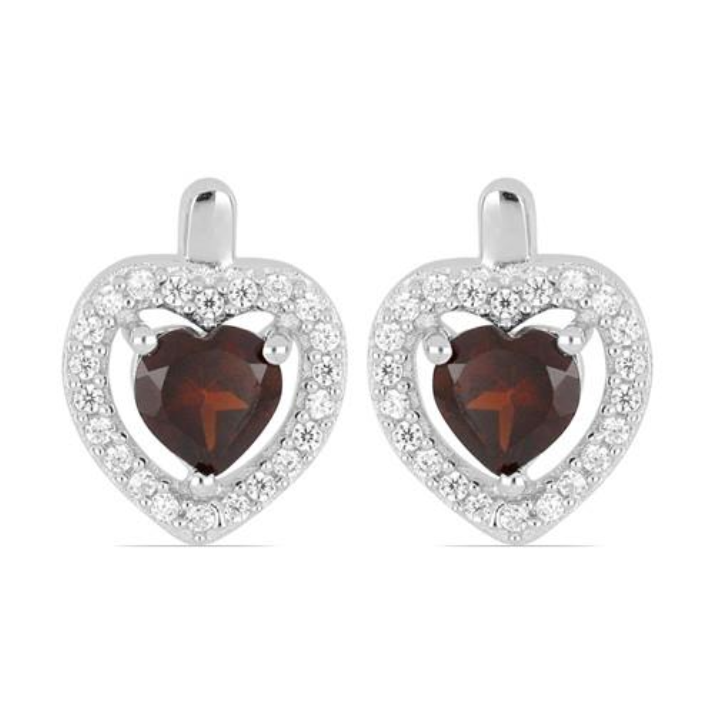 BUY LONDON TOPAZ GEMSTONE HALO HEART EARRINGS IN STERLING SILVER