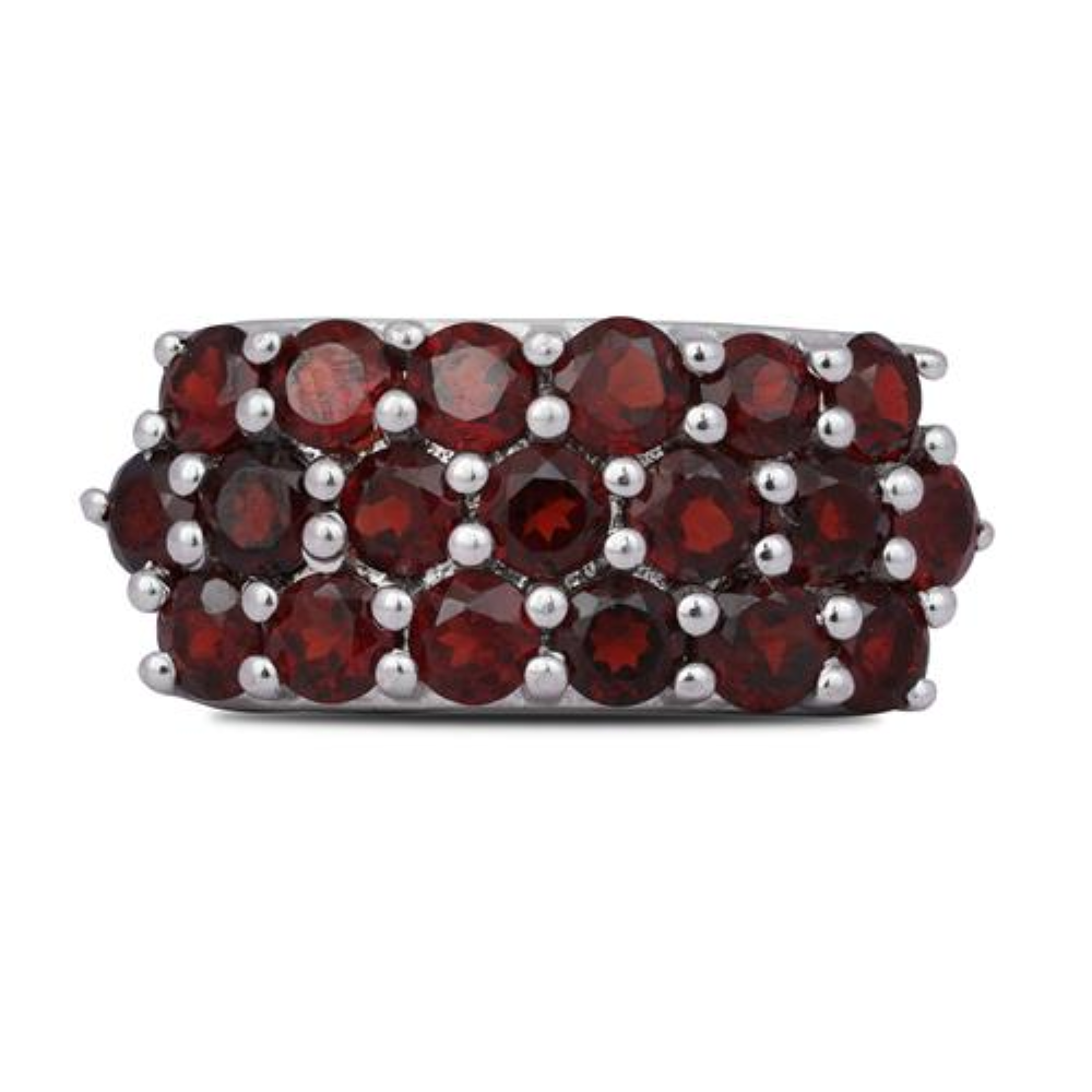 BUY NATURAL GARNET GEMSTONE CLUSTER RING IN 925 SILVER