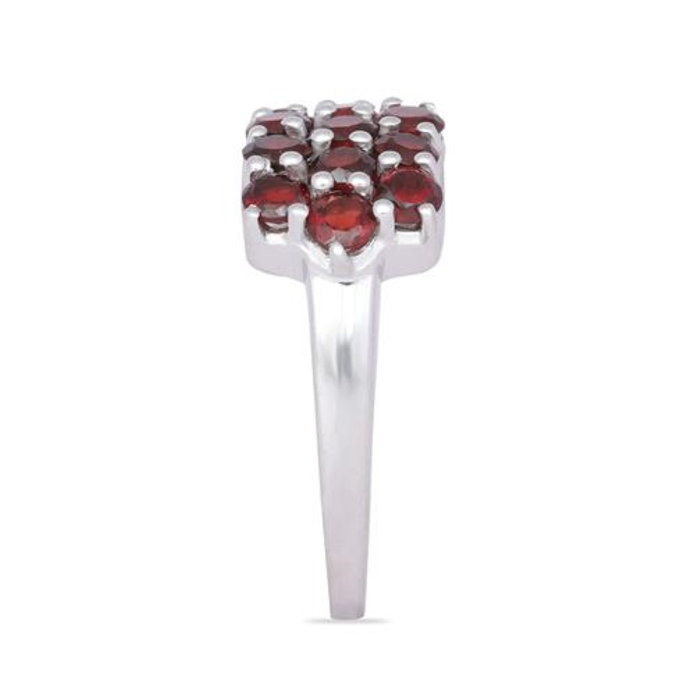 BUY NATURAL GARNET GEMSTONE CLUSTER RING IN 925 SILVER
