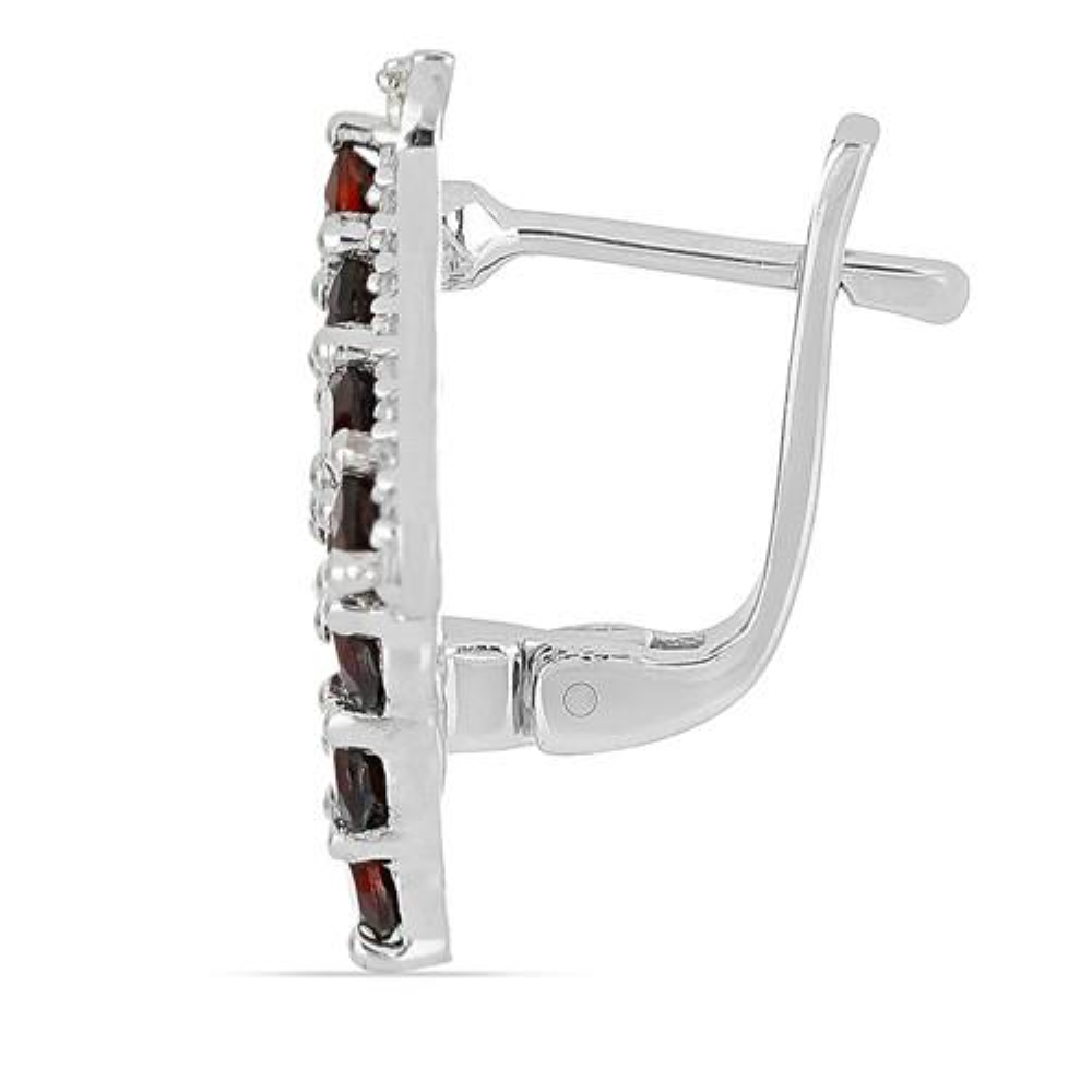 BUY REAL GARNET GEMSTONE CLUSTER STYLISH EARRINGS IN 925 SILVER
