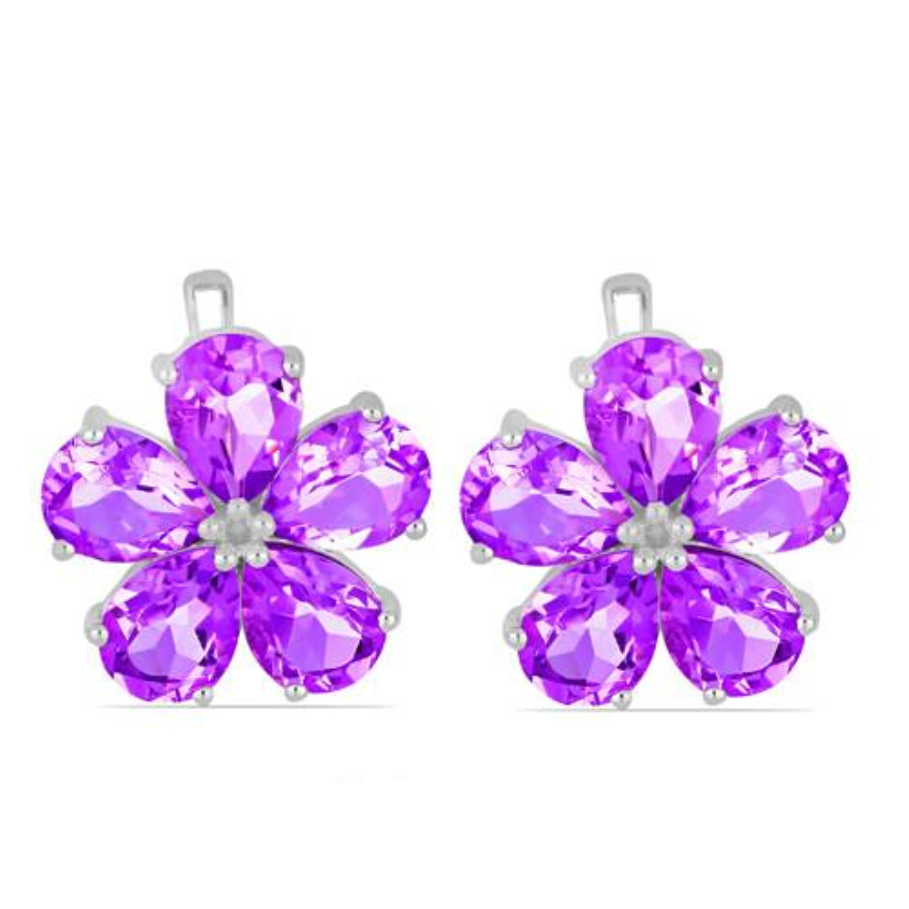 BUY 925 STERLING SILVER NATURAL PINK AMETHYST GEMSTONE EARRINGS