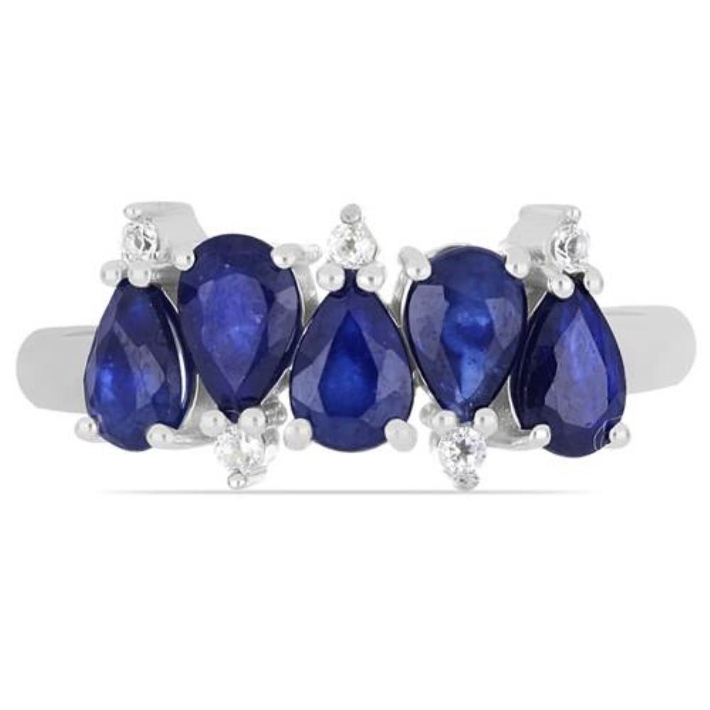 BUY STERLING SILVER NATURAL BLUE SAPPHIRE MULTI GEMSTONE RING