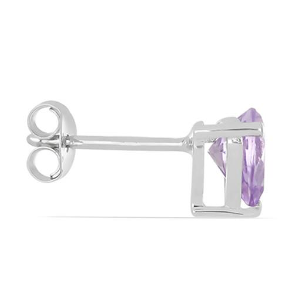 BUY REAL BRAZILIAN AMETHYST SINGLE STONE EARRINGS IN 925 STERLING SILVER