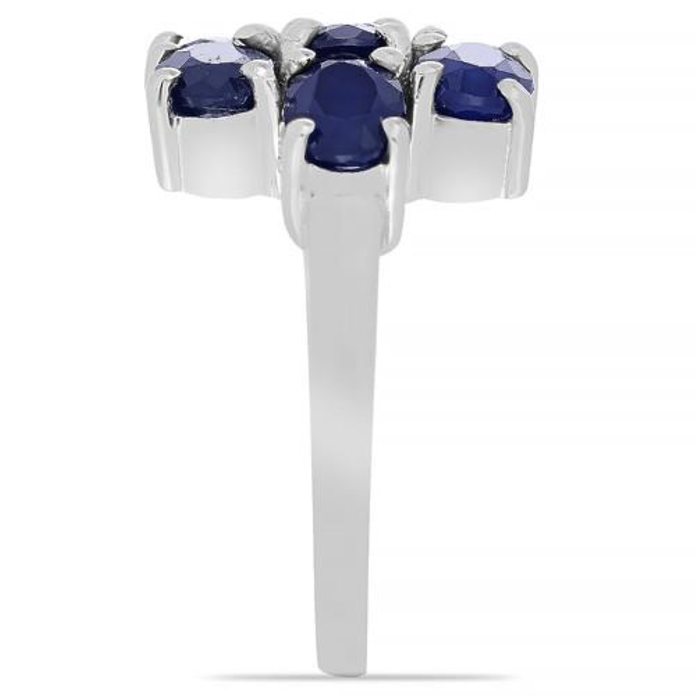BUY STERLING SILVER AUSTRALIAN BLUE SAPPHIRE GEMSTONE CLUSTER RING