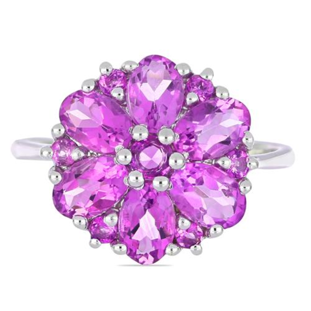 BUY BRAZILIAN AMETHYST GEMSTONE CLUSTER RING IN STERLING SILVER
