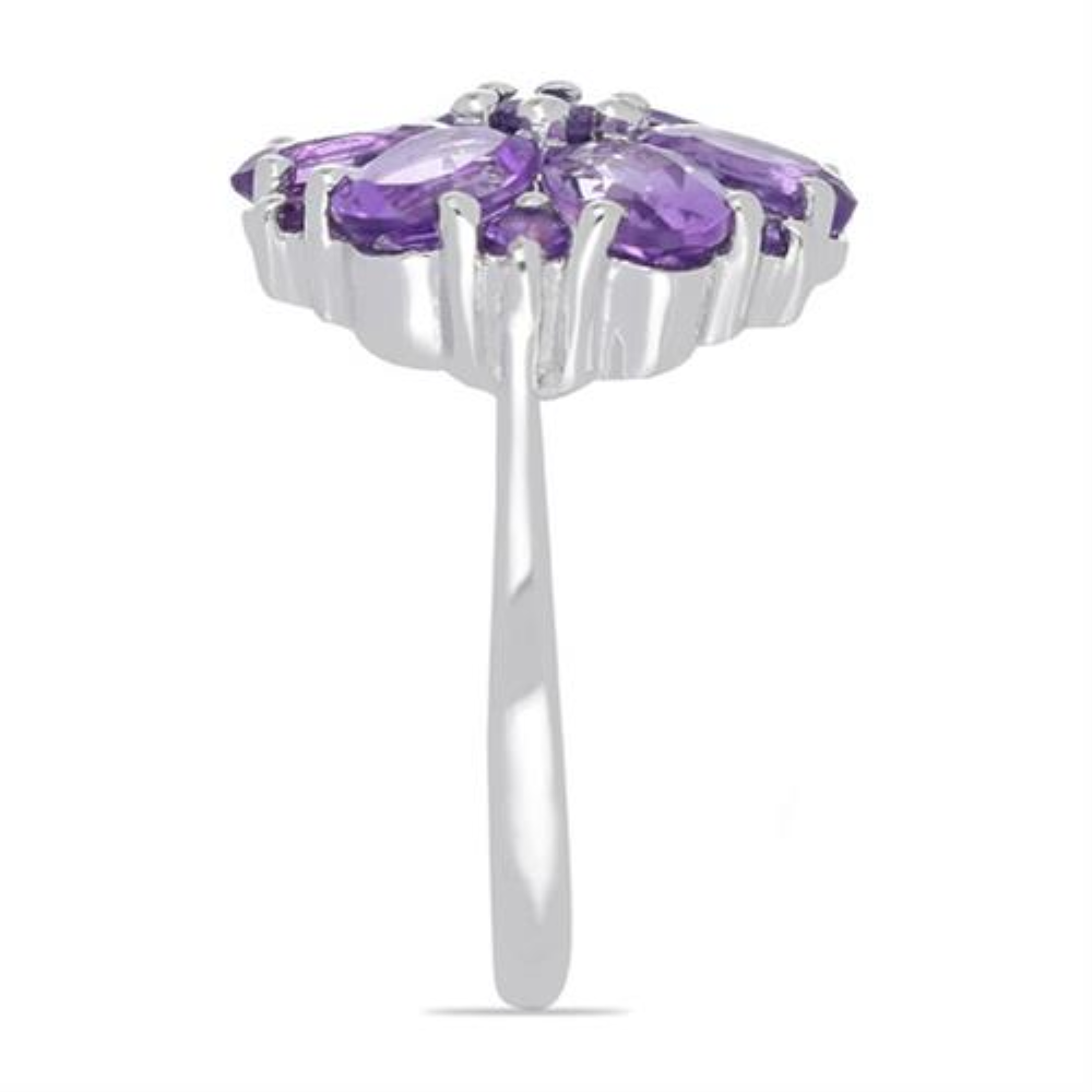 BUY BRAZILIAN AMETHYST GEMSTONE CLUSTER RING IN STERLING SILVER
