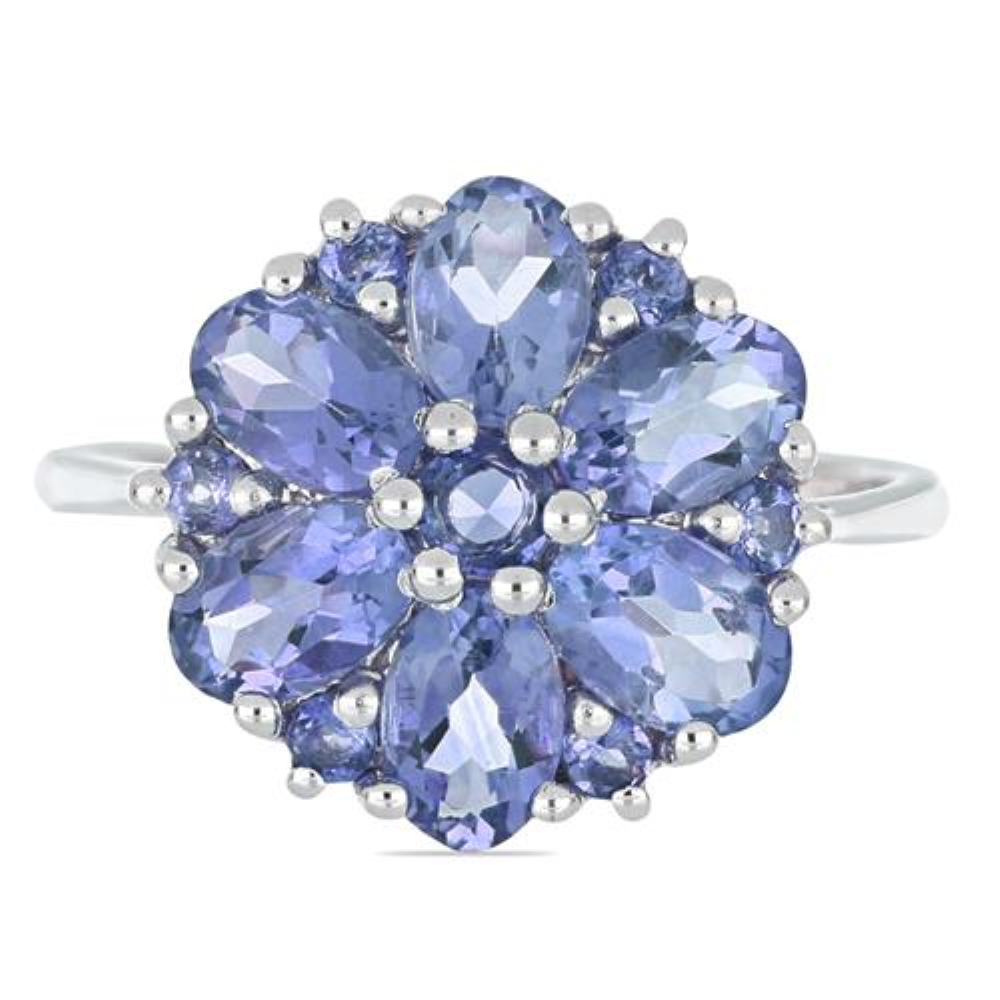 BUY BRAZILIAN AMETHYST GEMSTONE CLUSTER RING IN STERLING SILVER