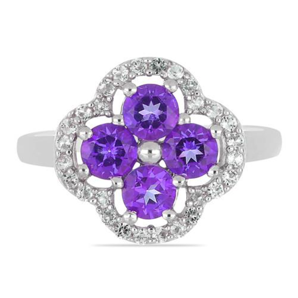 BUY STERLING SILVER NATURAL PINK TOPAZ MULTI GEMSTONE RING
