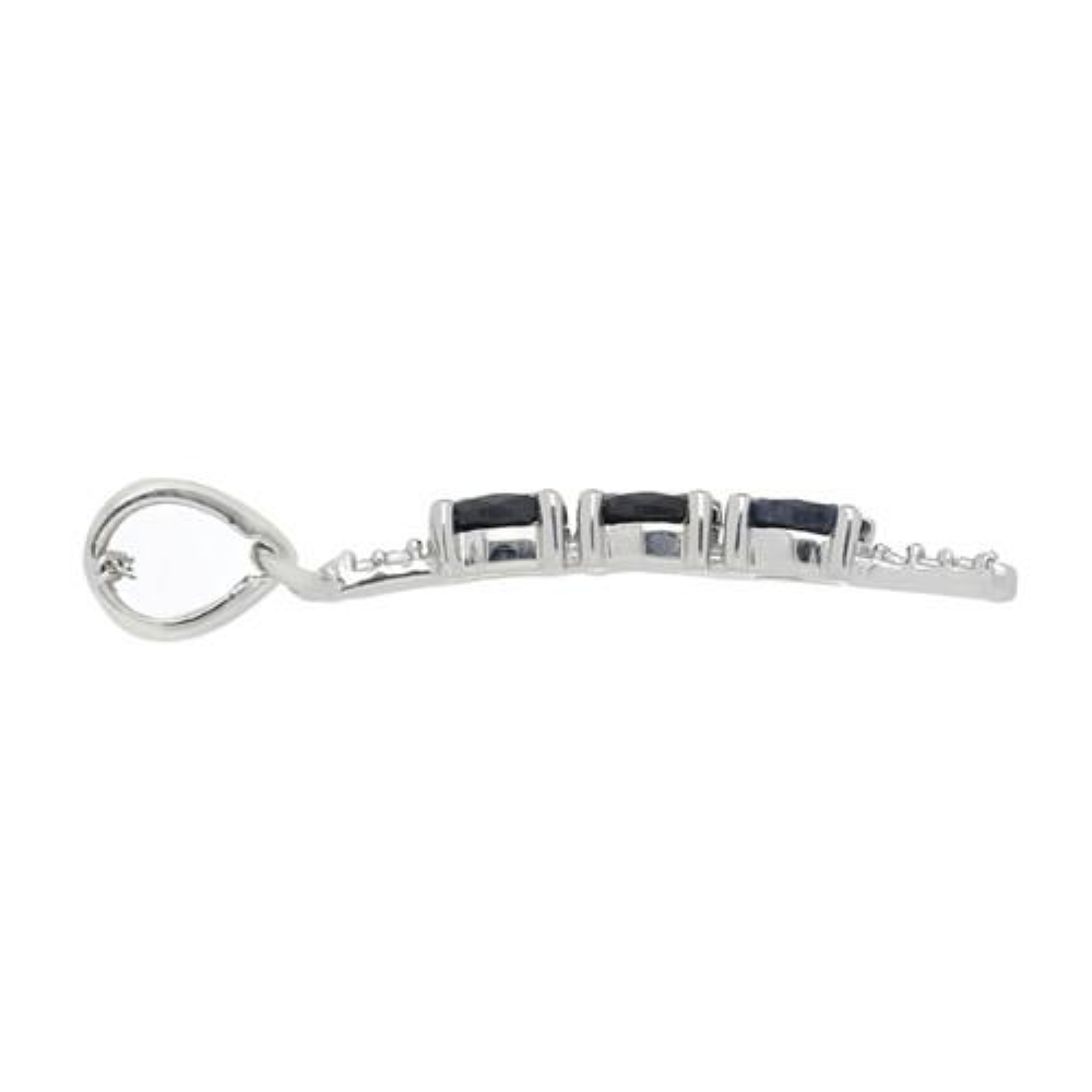 BUY STERLING SILVER  BLACK SAPPHIRE GEMSTONE PENDANT