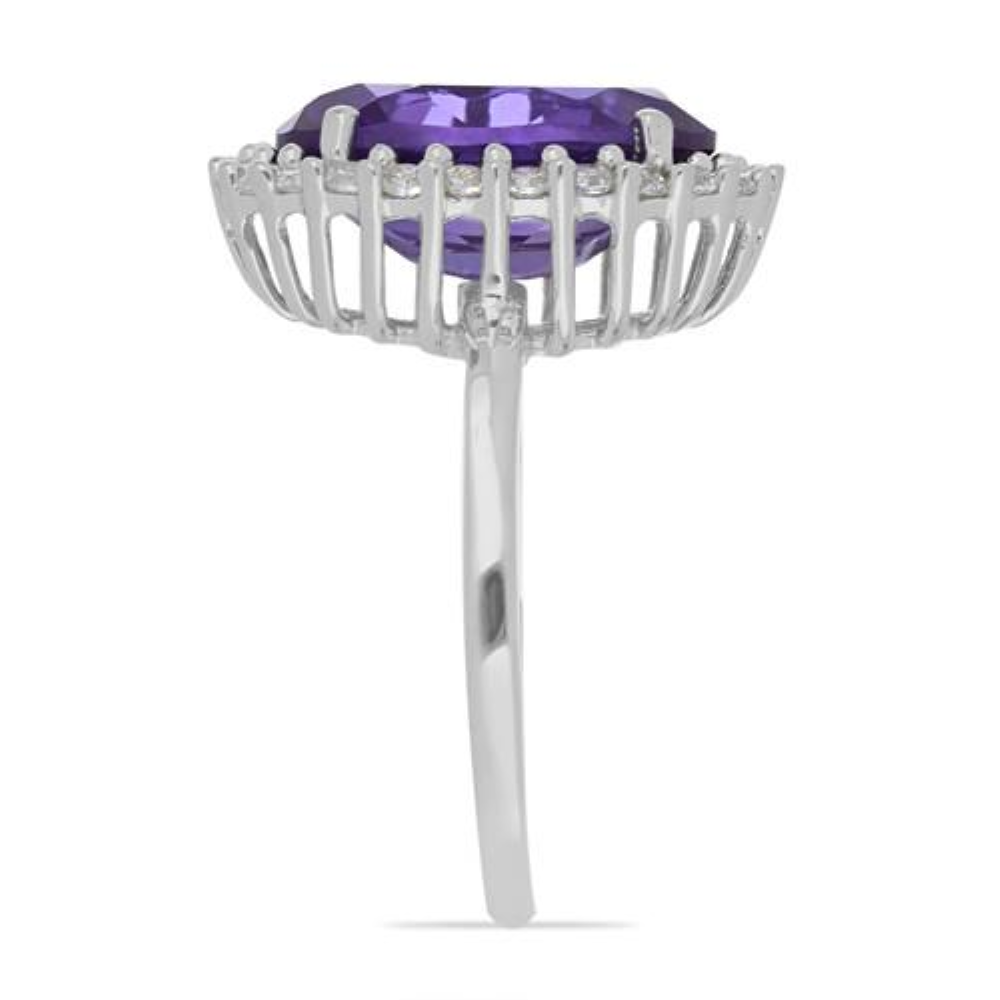 BUY STERLING SILVER SYNTHETIC ALEXANDERITE GEMSTONE HALO RING
