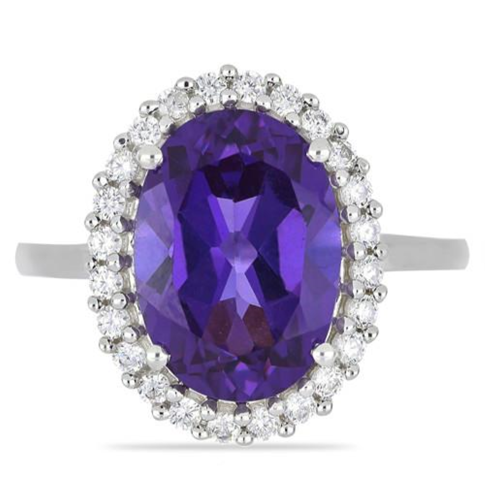 BUY STERLING SILVER SYNTHETIC ALEXANDERITE GEMSTONE HALO RING