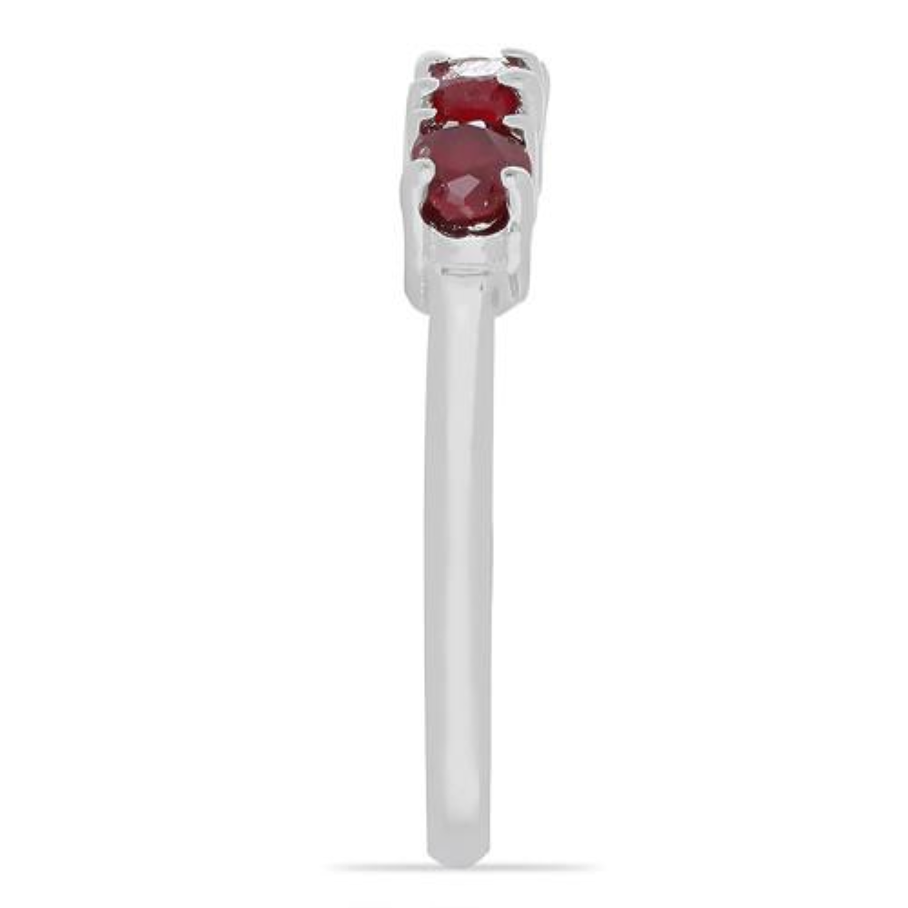 BUY NATURAL GLASS FILLED RUBY GEMSTONE RING IN STERLING SILVER
