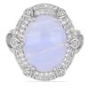 BUY GENUINE BLUE LACE AGATE GEMSTONE BIG STONE RING IN 925 SILVER