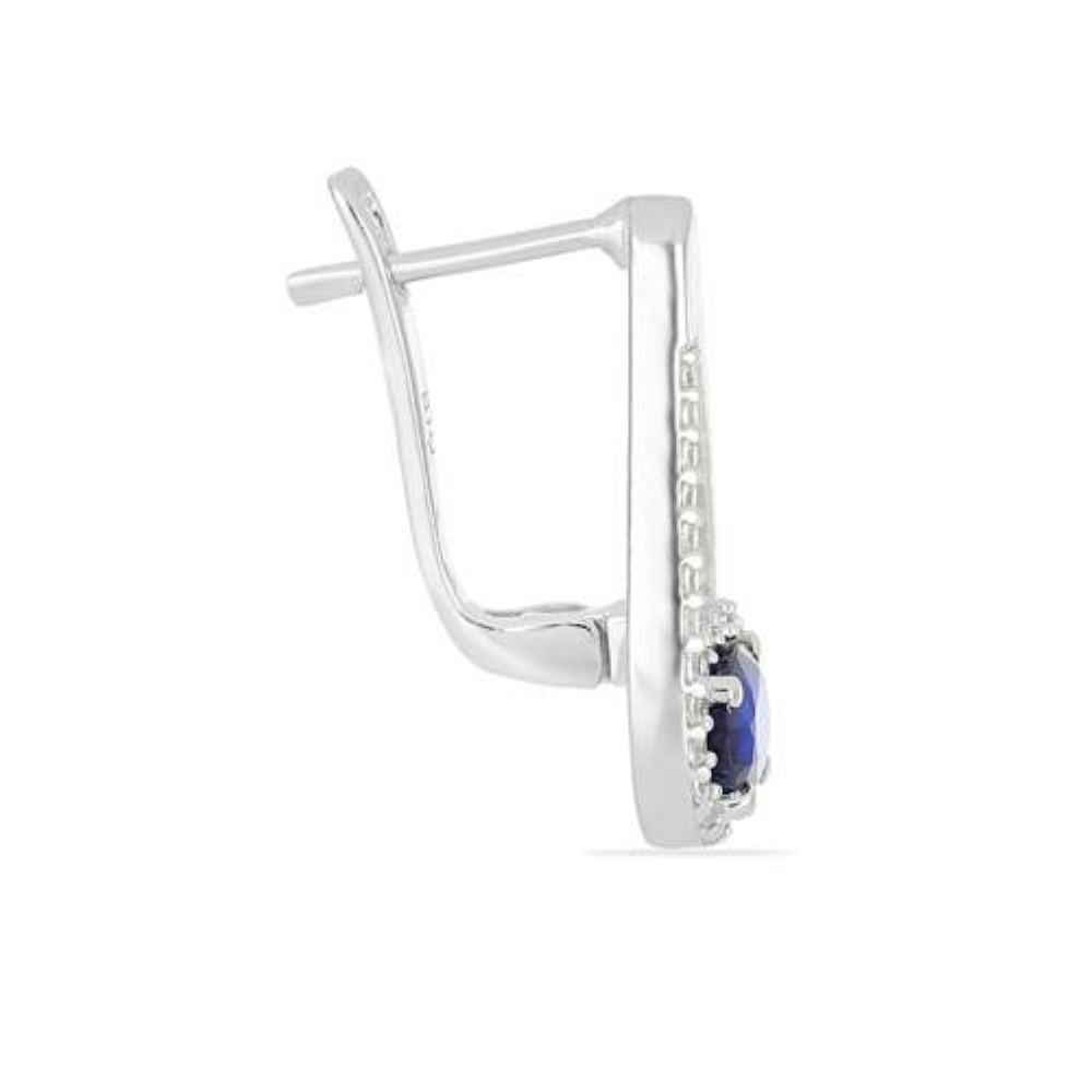 BUY AUSTRALIAN BLUE SAPPHIRE GEMSTONE STYLISH HALO EARRINGS