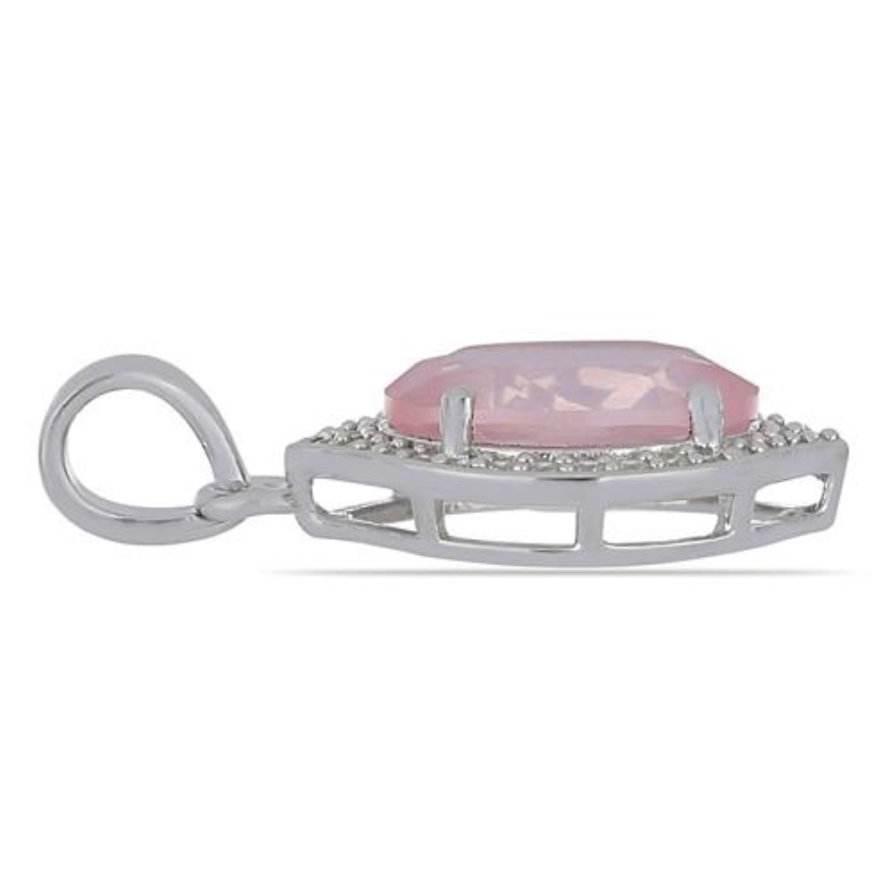 BUY NATURAL ROSE QUARTZ GEMSTONE HALO PENDANT IN 925 SILVER