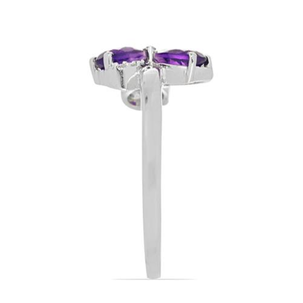BUY STERLING SILVER AFRICAN AMETHYST GEMSTONE FLOWER RING