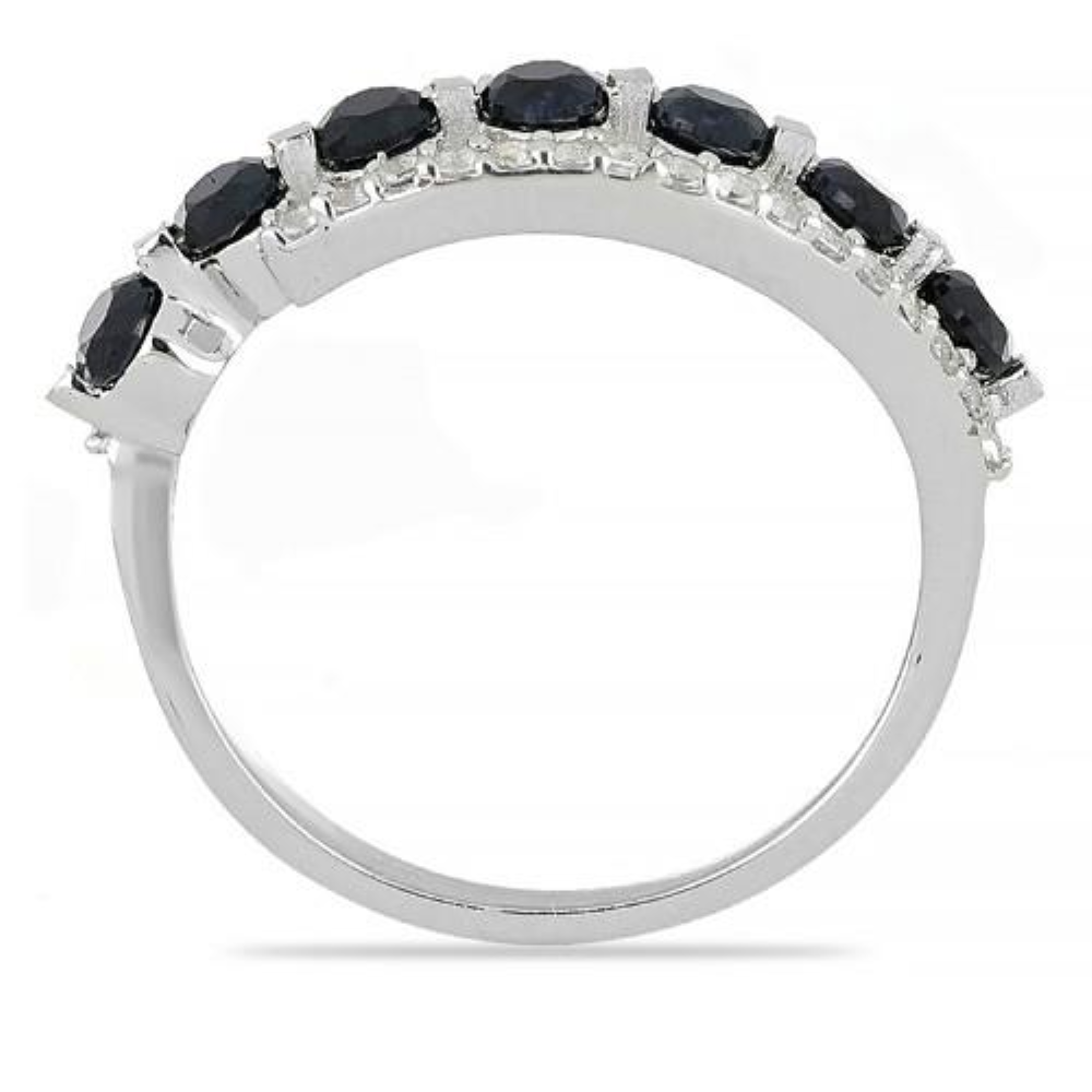 BUY STERLING SILVER BLACK SAPPHIRE GEMSTONE STYLISH RING