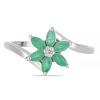BUY 925 STERLING SILVER NATURAL EMERALD FLOWER RING