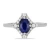 BUY AUSTRALIAN BLUE SAPPHIRE GEMSTONE HALO RING IN 925 SILVER