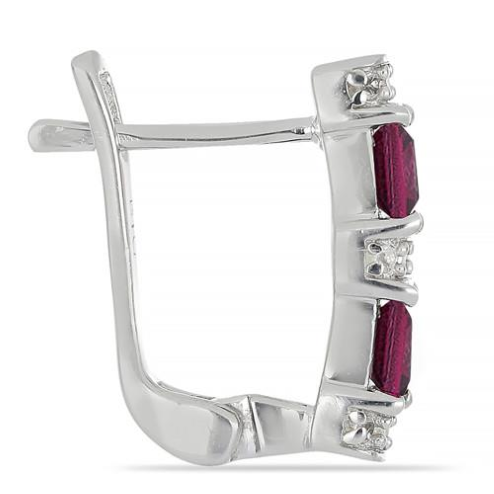 BUY GENUINE RHODOLITE GEMSTONE EARRINGS IN STERLING SILVER