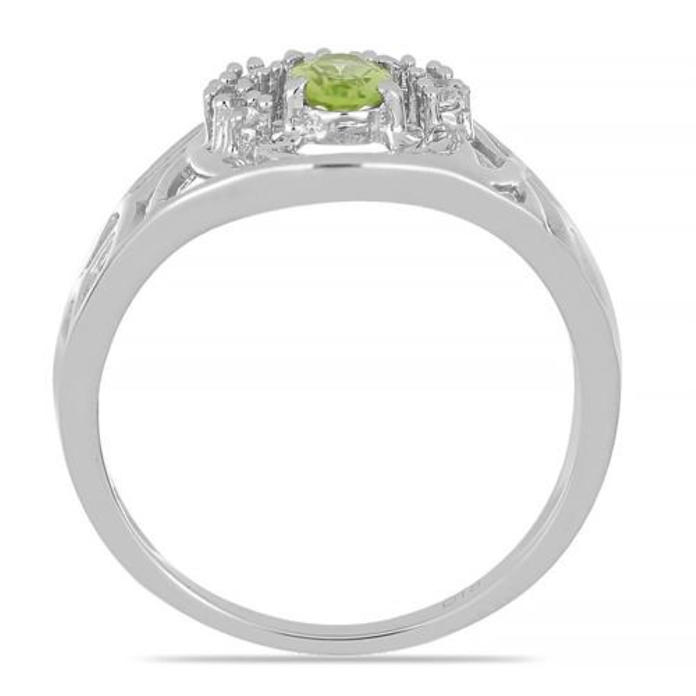 BUY REAL PERIDOT GEMSTONE CLASSIC RING IN STERLING SILVER