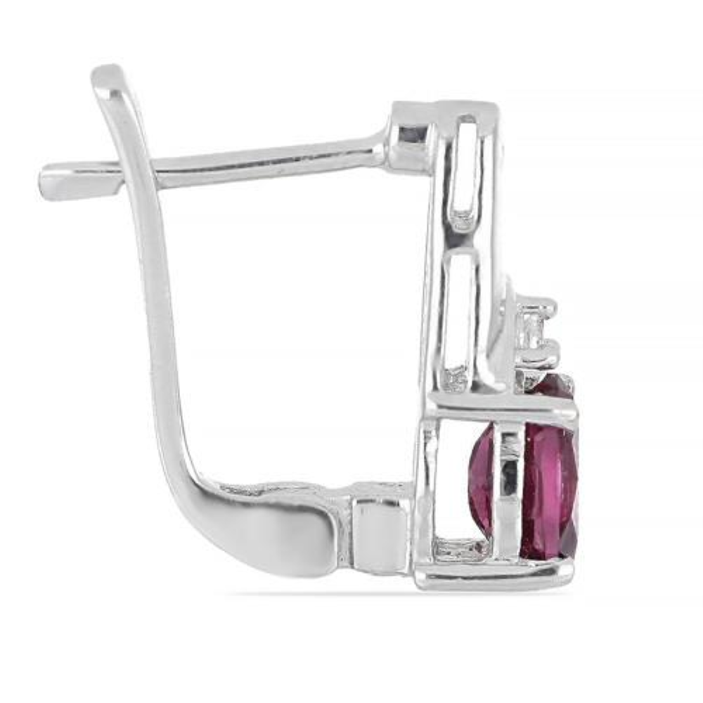 BUY NATURAL RHODOLITE GEMSTONE EARRINGS IN 925 SILVER