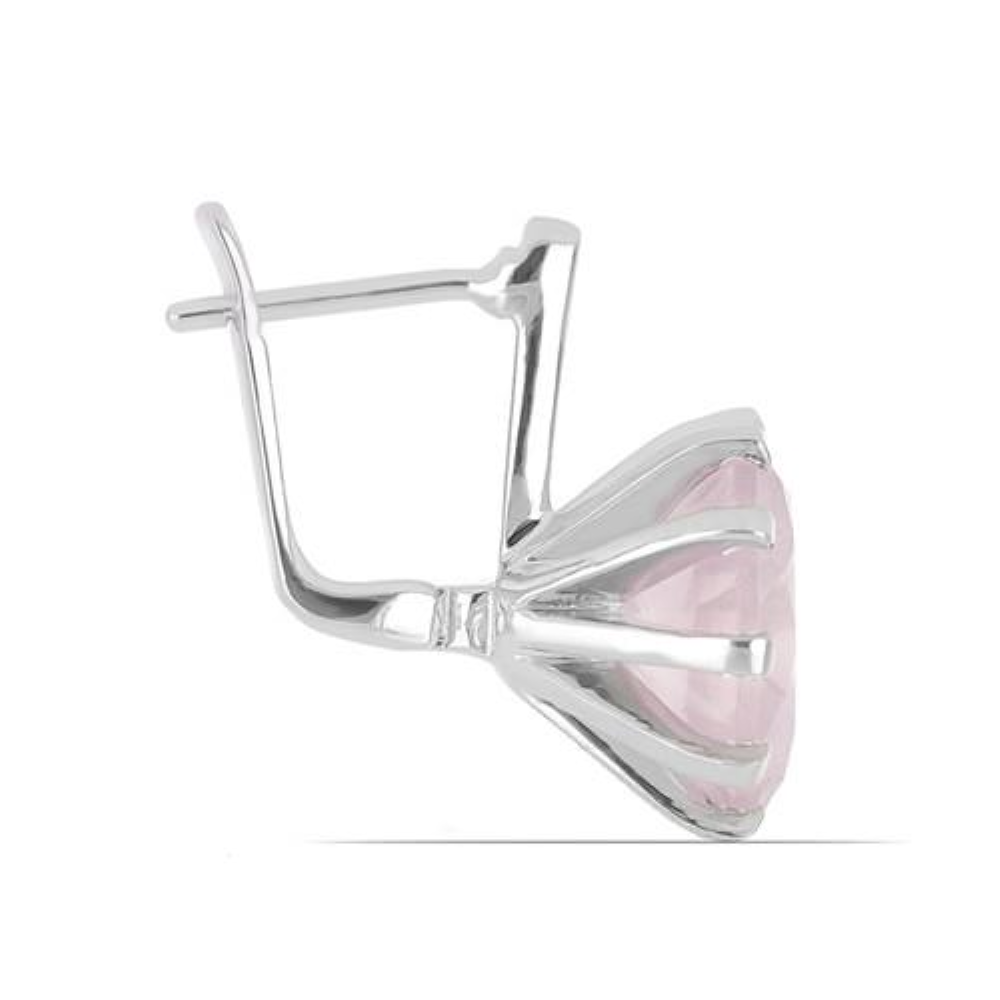 BUY STERLING SILVER NATURAL ROSE QUARTZ GEMSTONE BIG STONE EARRINGS