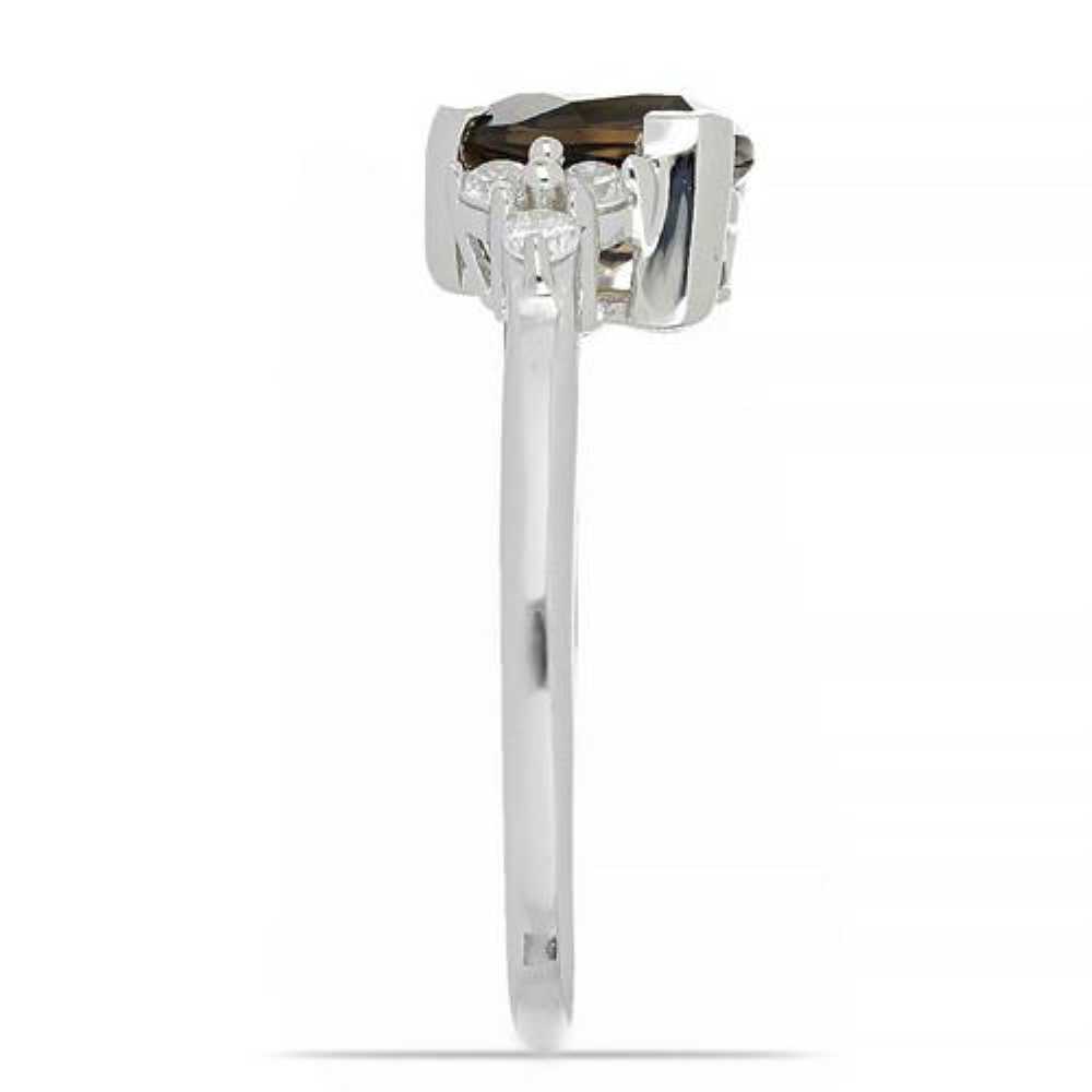 BUY STERLING SILVER NATURAL SMOKY GEMSTONE CLASSIC RING
